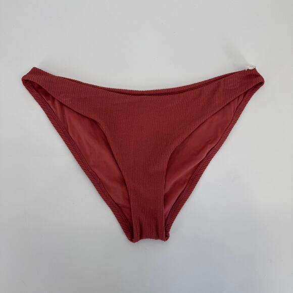 NWT Vitamin A Dusty Pink High Cut Mid Waist Cheeky Bikini Bottoms Large - Picture 2 of 5